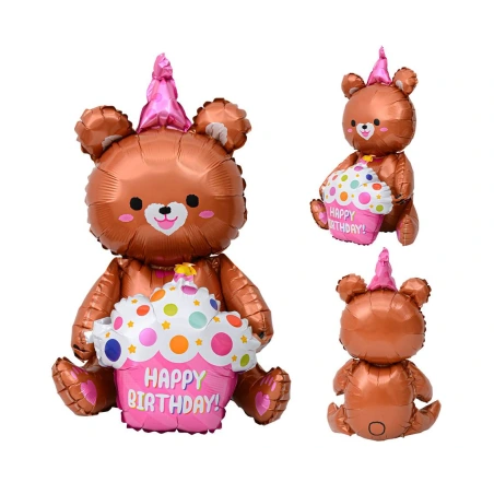 Foil Balloon "Teddy Bear with Birthday Cake", 58×42 cm