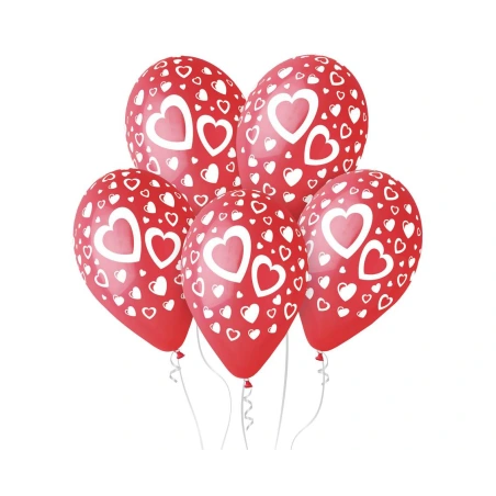 Balloons with Hearts, 12", 1 Pack – 5 pcs.