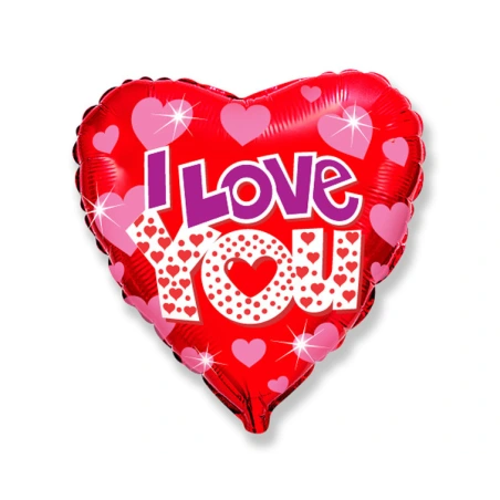 Folijas balons, sirds 18" (46×48 cm), “I Love You” (sirds)