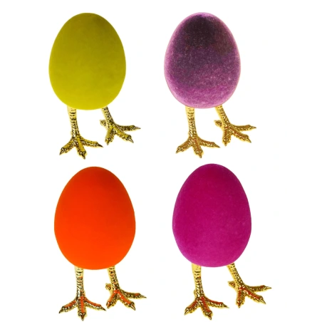 Egg on a leg, flocked, 8.5×7×12.5 cm