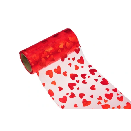 Organza su širdelėmis, 12 cm x 9 (8,2 m) y