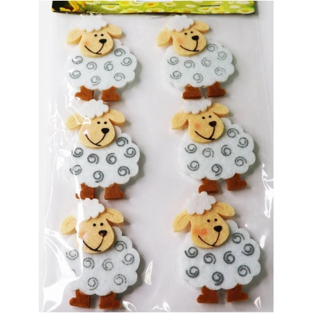 Felt Sheep Stickers, 54×40 mm, 1 pack – 6 pcs