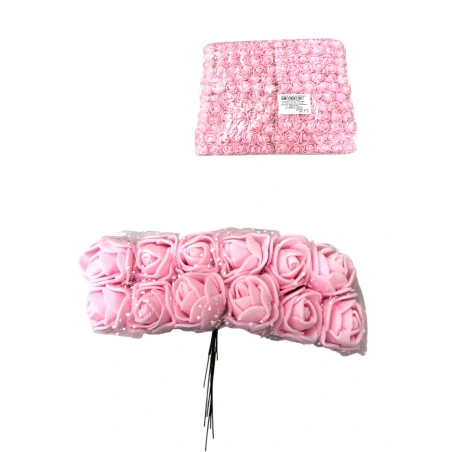 Foam 10 Roses (10×4 cm) Bouquets, Light Pink Color, 1 Pack - 12 pcs