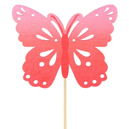 Butterfly, 8 cm on a 50 cm Stick, Red Color