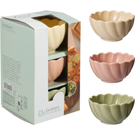 Bowl Set, 1 Pack – 3 pcs (dimensions of one bowl – 10×5 cm, 150 ml)