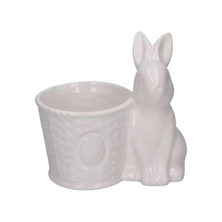 Planter with Bunny, 16×11.5×16 cm, white