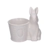 Vazonas su kiškiu, 16×11.5×16 cm, baltos spalvos