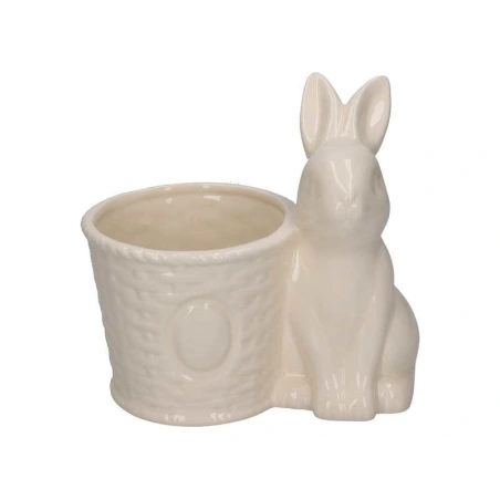 Planter with Bunny, 16×11.5×16 cm, Cream Color