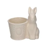Vazonas su kiškiu, 16×11.5×16 cm, kreminės spalvos
