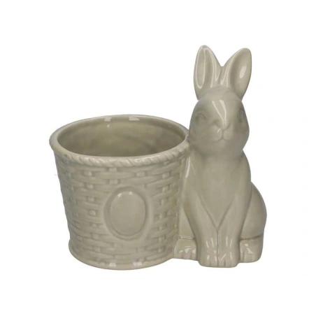 Planter with Bunny, 16×11.5×16 cm, Grey-Green Color
