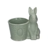 Planter With Bunny, 16×11.5×16 cm, Greenish Color