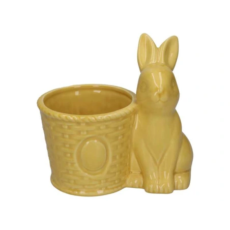 Planter With Bunny, 16×11.5×16 cm, yellow Color
