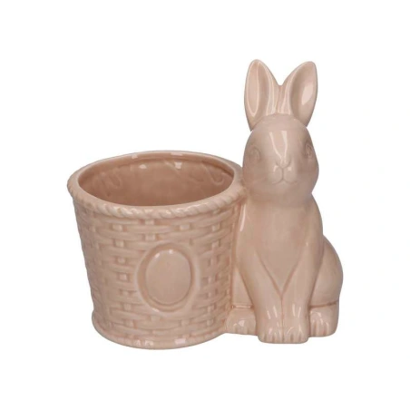 Planter With Bunny, 16×11.5×16 cm, Soft Pink Color
