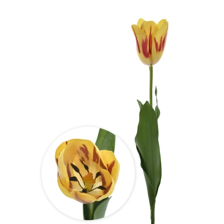 Mākslīgā tulpe, 62 cm, dzelteni-sarkanā krāsā