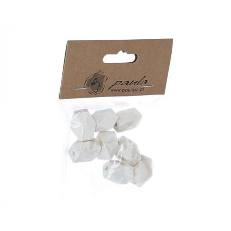 Dekoratyviniai mediniai karoliukai, kreminės spalvos, 2×1,5 cm