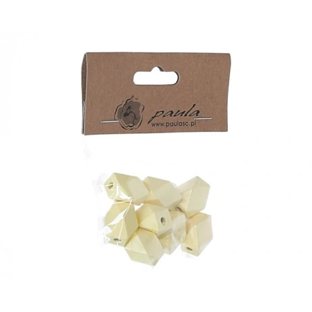 Dekoratyviniai mediniai karoliukai, 1.5×2 cm, gelsvos spalvos, 1 pak. - 8 vnt.