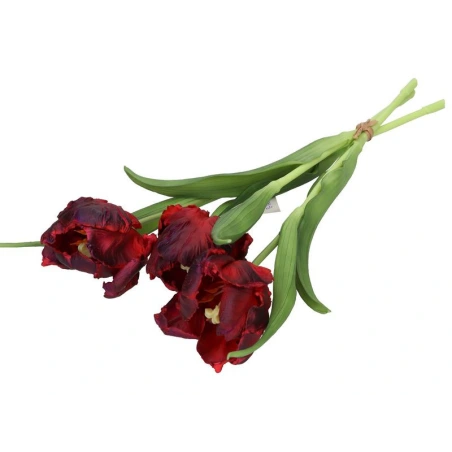 Artificial Latex Tulips, 45 cm, Dark Red Color, 1 Bouquet - 3 pcs.