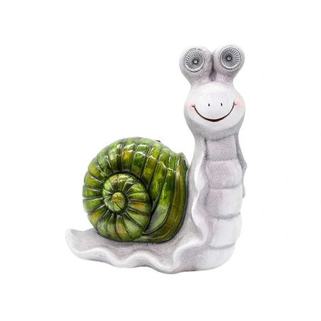 Keramikas gliemezis ar saules enerģijas lampu, 34,2×17,8×39,4 cm