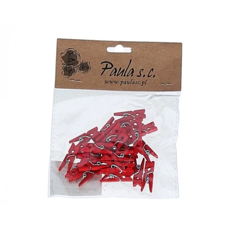 Red Wooden Clips, 2.5 cm