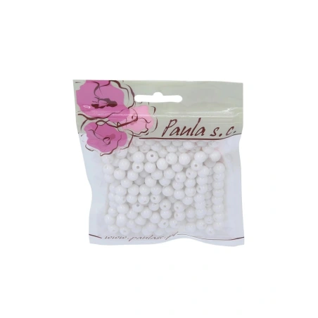 White Beads, 8 mm, 1 Pack - 190 pcs.