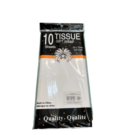 Tissue Paper for Gift Wrapping (17 g), 50×70 cm, White, 1 Pack - 10 pcs.
