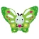 Foil Balloon "Butterfly", 24", Green Color