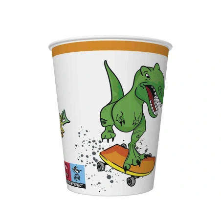 Papīra krūzes, Priecīgs dinozaurs, 250 ml, 1 iep. - 8 gab.