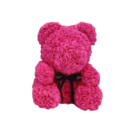 Rozā dekoratīvs lācītis caurspīdīgā kastītē, 34 cm