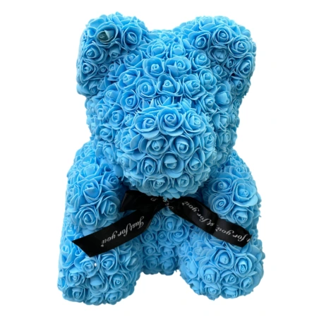 Light Blue Decorative Teddy Bear in Clear Box, 34 cm
