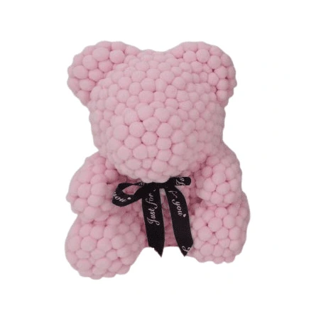 Gaiši rozā dekoratīvs lācītis caurspīdīgā kastītē, 34 cm