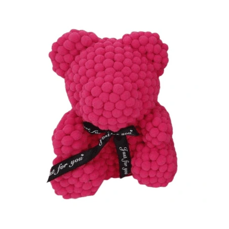 Dark Pink Decorative Teddy Bear in Clear Box, 34 cm
