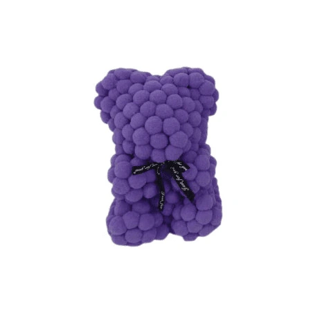 Violets dekoratīvs lācītis caurspīdīgā kastītē, 23 cm