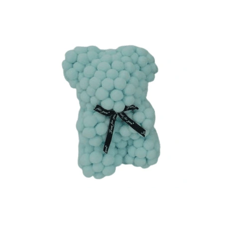 Dekoratyvinis meškiukas skaidrioje dėžutėje, 23 cm, mėlynos spalvos