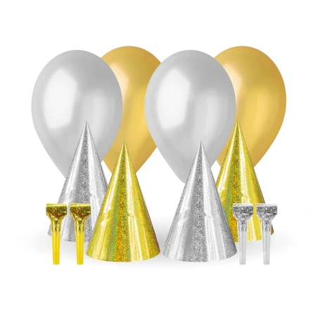 Gold and Silver Carnival Party Set, 1 Pack – 12 pcs.