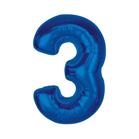 Folijas balons – skaitlis “3”, 92 cm, zils