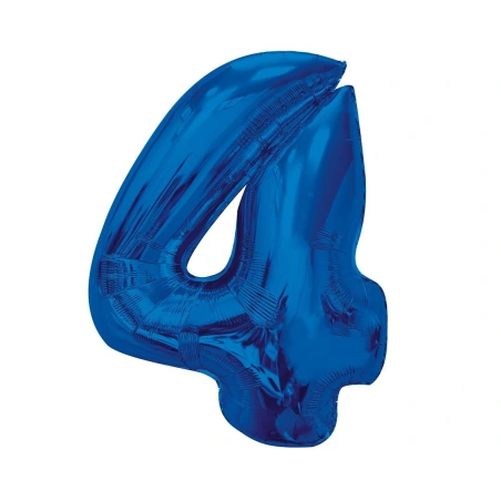 Folijas balons – skaitlis “4”, 92 cm, zils