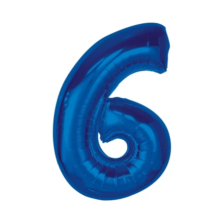 Foil Balloon Number “6”, 92 cm, Blue