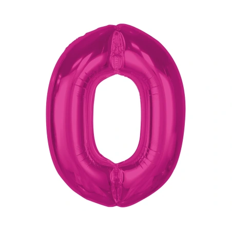 Folio balionas - skaičius „0“, 92 cm, rožinės spalvos