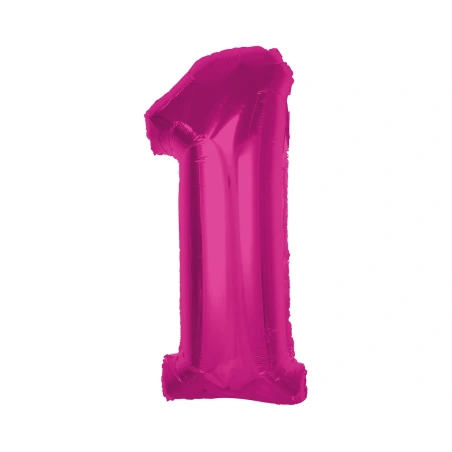 Folijas balons – skaitlis “1”, 92 cm, rozā