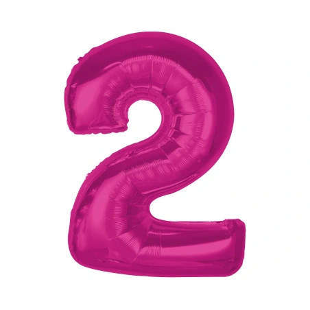 Folijas balons – skaitlis “2”, 92 cm, rozā