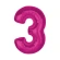 Foil Balloon Number “3”, 92 cm, Pink