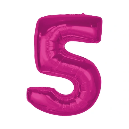 Folijas balons – skaitlis “5”, 92 cm, rozā