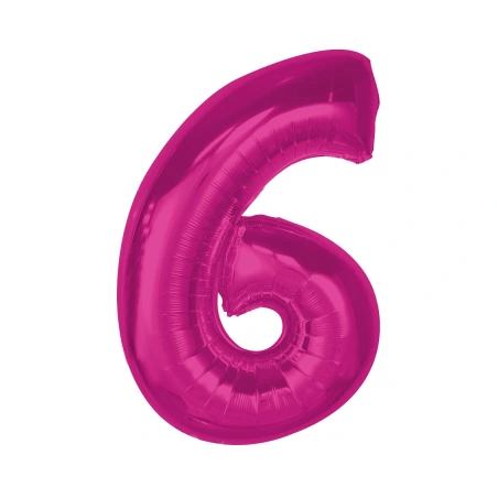 Foil Balloon Number “6”, 92 cm, Pink