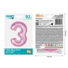 Foil Balloon - Number "3", 92 cm, Light Pink