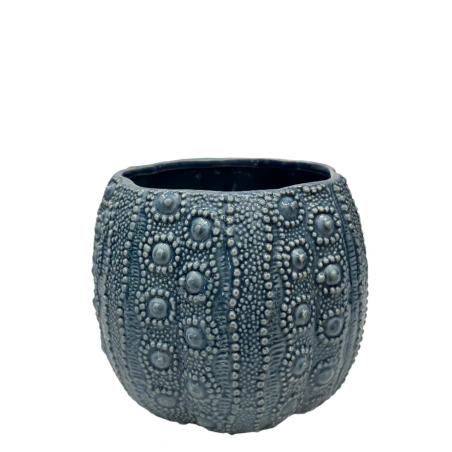 Zils keramikas puķu pods, 14 cm