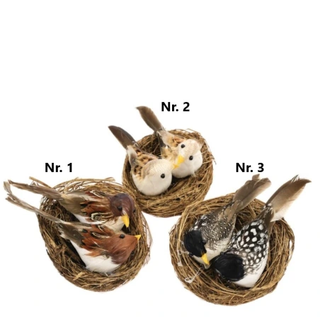 Decorative Bird Nests with Chicks, 6×6 cm