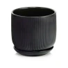 Ceramic Planter with Saucer, 14×12 cm, Matte Black