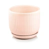 Ceramic Planter with Saucer, 20×18 cm, Matte Pink
