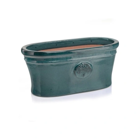 Ceramic Planter, Oval Shape, Turquoise