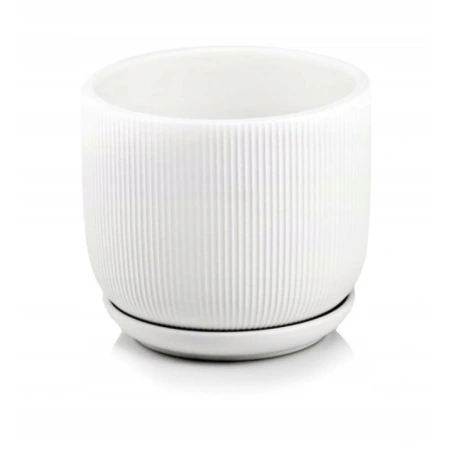 Ceramic Planter with Saucer, 17×16 cm, White